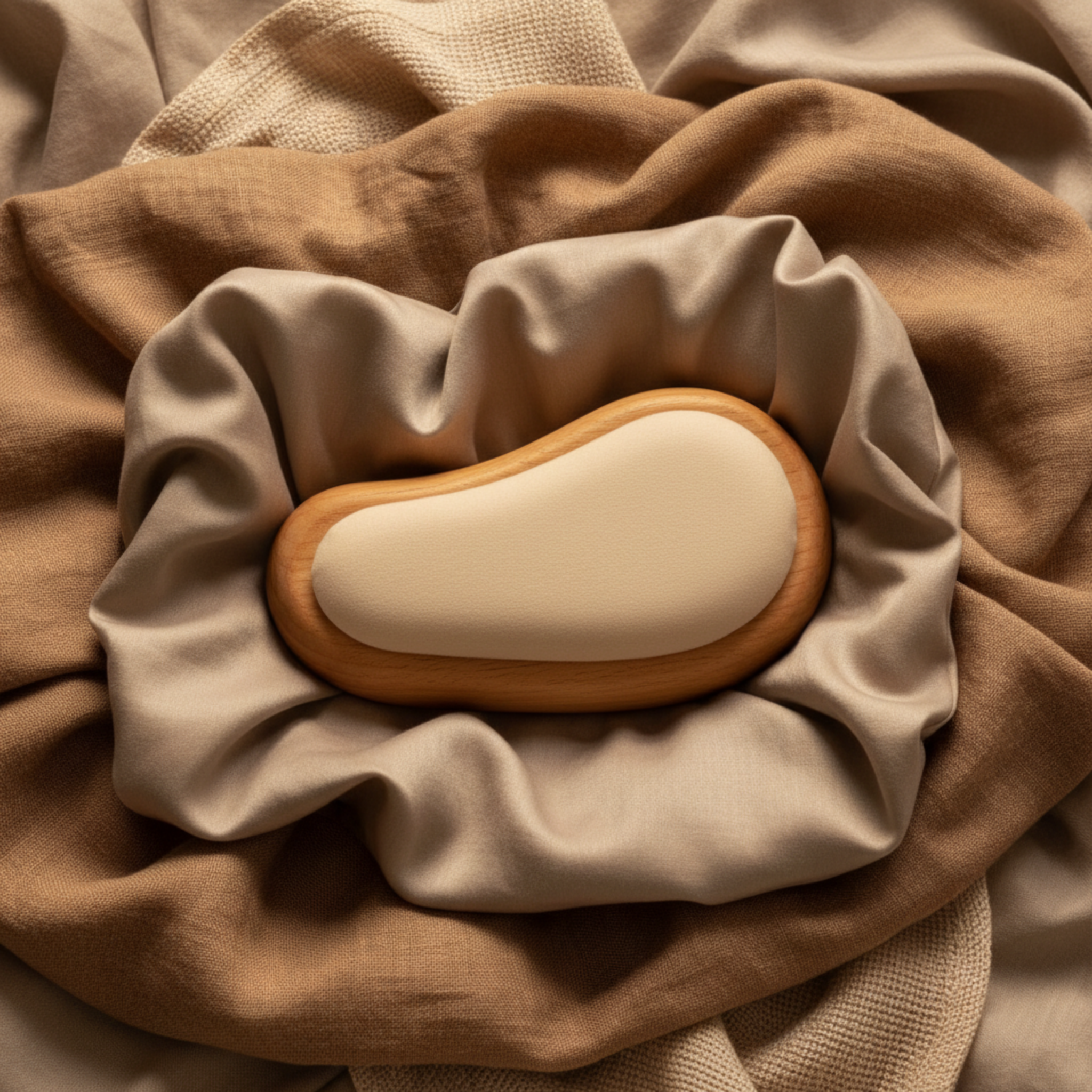 Somatic grounding and prostate recovery wellness tool in a calming, inclusive sanctuary space.