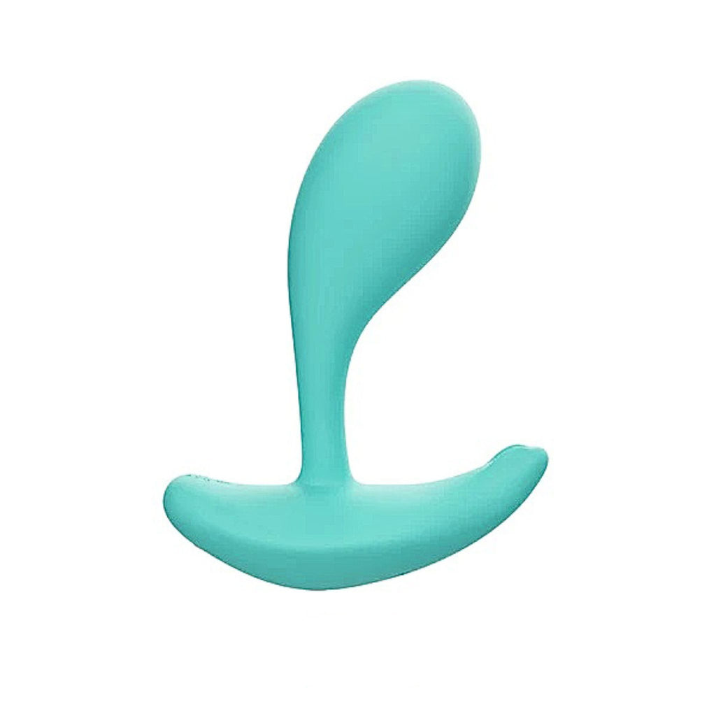A blue Oly 2 wearable massager with a matte silicone finish, showing the external percussive relief.