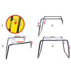 A diagram and visual directions of how the wellness stool fits together. Highlighting four easy steps and secure connections for Universal design for sensory-friendly pleasure.
