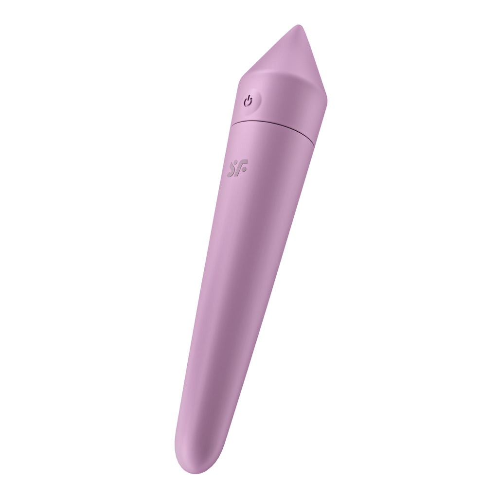 A soft, matte lilac pocket-sized comfort device featuring a smooth, angled tip for targeted relief, isolated on a white background.