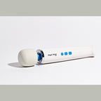 A white Magic Wand Mini on a white background. Highlighting the low dexterity adaptive design for arthritis-friendly luxury intimacy.