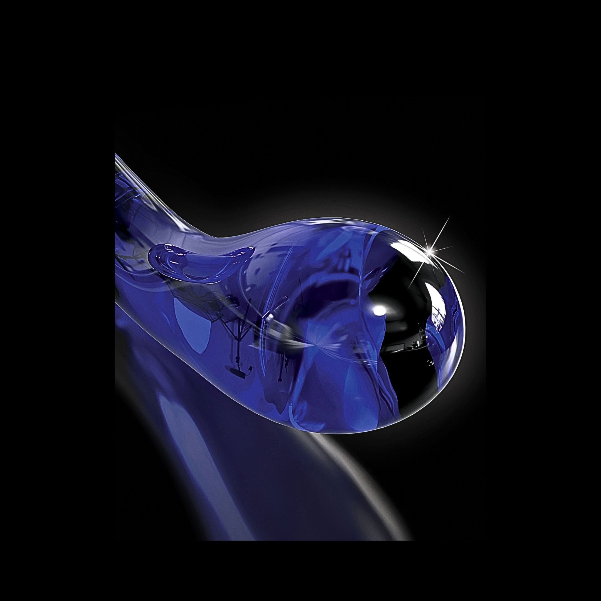 Adaptive glass wand for anorectal sensory support showing smooth curved tip on black background.