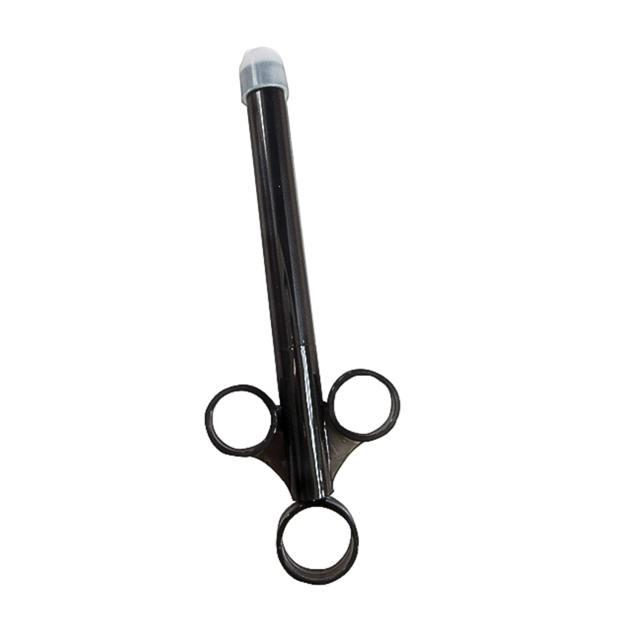 Adaptive intimacy applicator in black for ergonomic wellness.