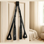 Adaptive intimacy over-door suspension system hanging on a door for limited mobility wellness.
