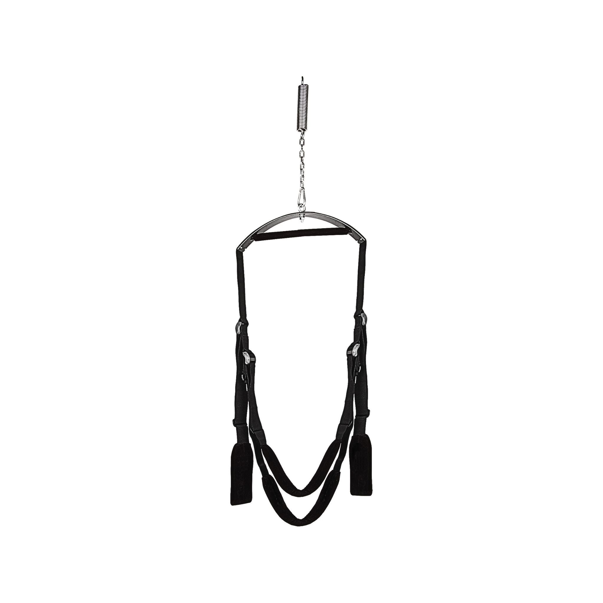 Adaptive mobility suspension system with adjustable black straps for weightless support.