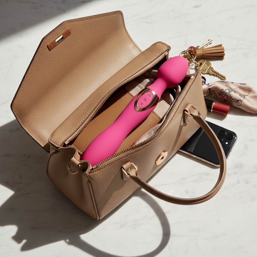 Aurora Double-Ended Pink Dildo - Flexible in purse - discreet and portable couples toy