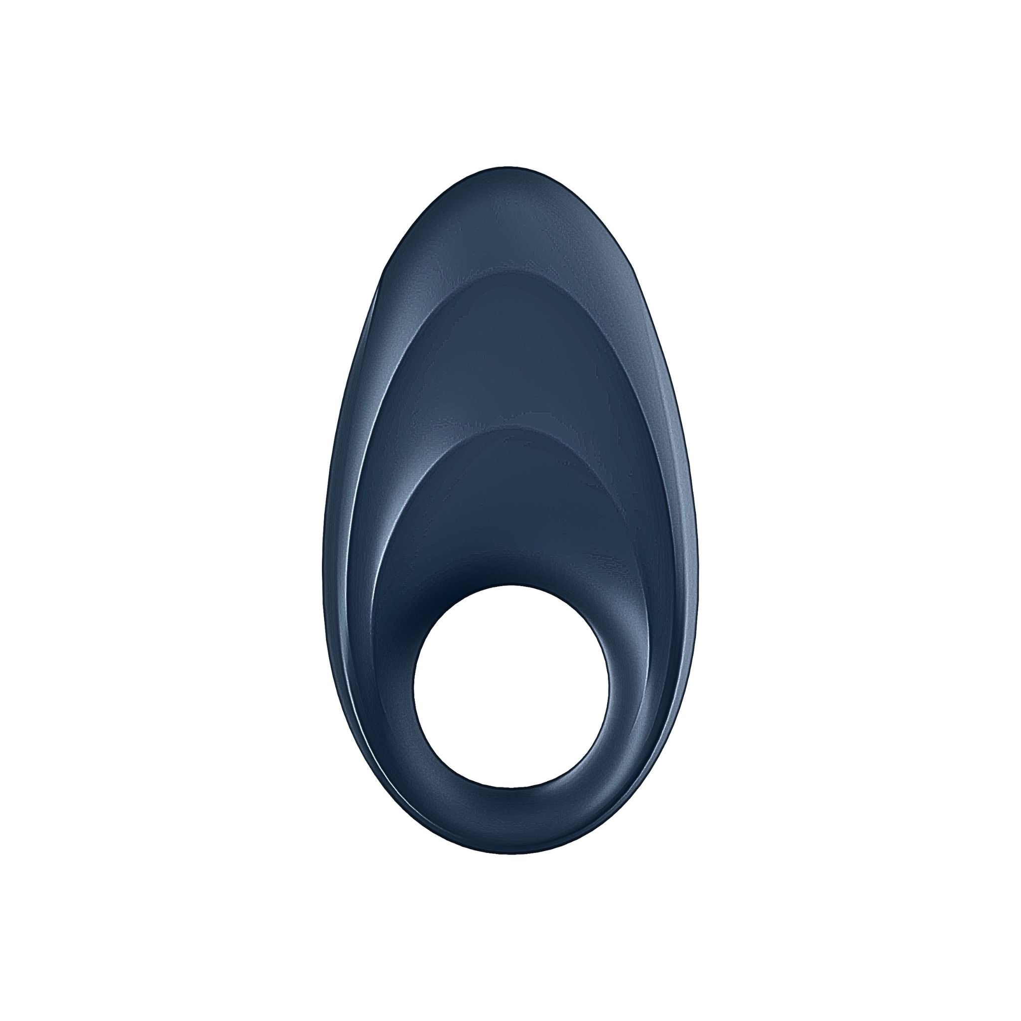 Back view of the app-controlled constriction ring in blue silicone and vascular design.