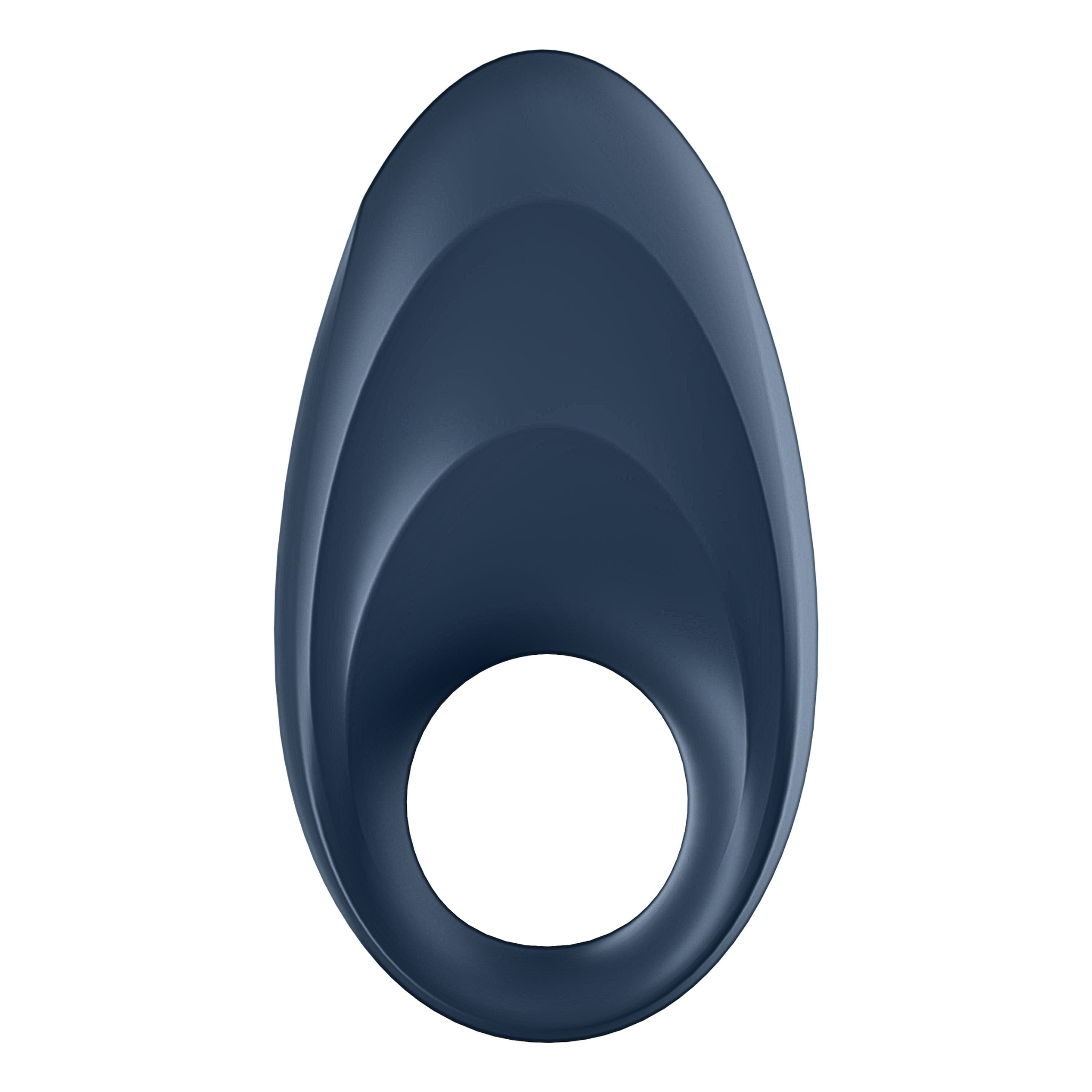 Back view of the app-controlled constriction ring in blue silicone and vascular design.