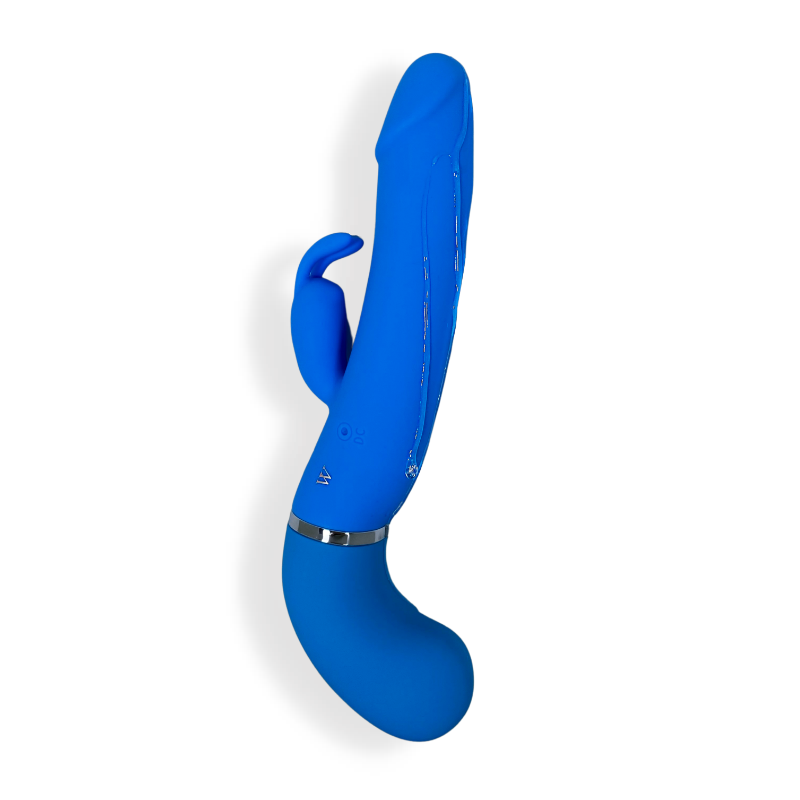 Bia Ejaculating Blue Dildo with Vibrator product display - realistic silicone dildo