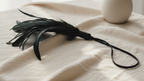 Black pleasure feather for predictable tactile feedback and gentle sensory wellness.