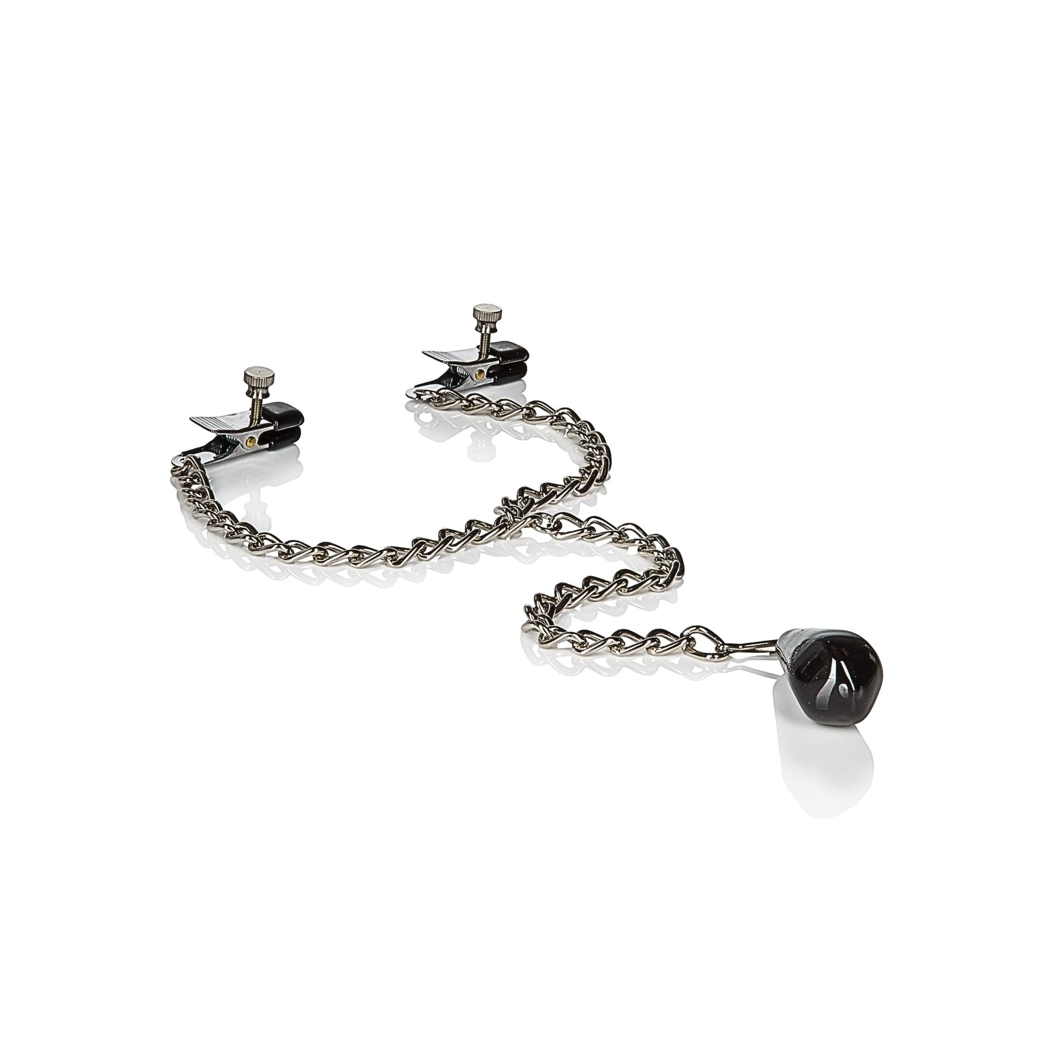 CalExotics silver weighted ease of use adjustable twist-screw clamps, and gravity induced weight for neuro-inclusive sensory.