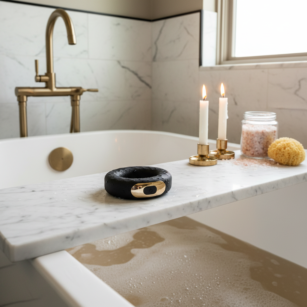 Chloe Vibrating Cock Ring in black - rechargeable couples toy included in intimacy bundle