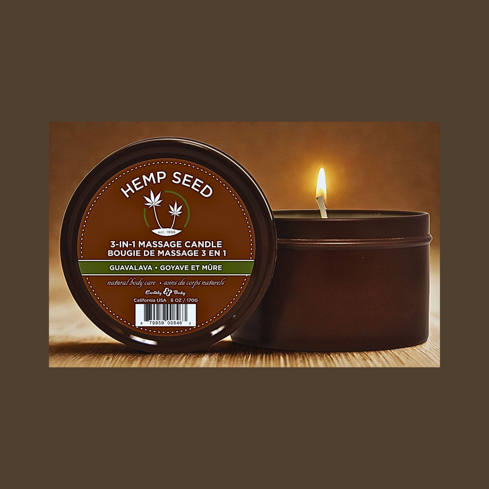 Earthly Body Guavalava Candle with low stimulus scents of guava and blackberries for neuro-inclusive olfactory anchoring