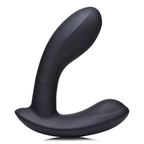 Ergonomic prostate wellness massager in black silicone for ambulatory wellness.