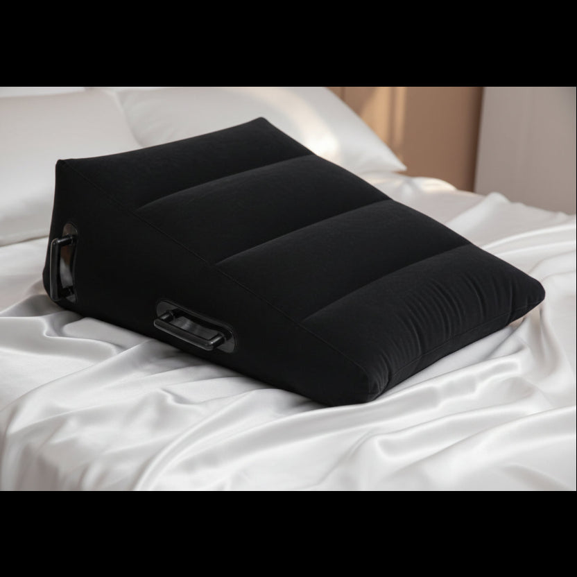Ergonomic wellness inflatable wedge with easy-grip handles for limited mobility support.