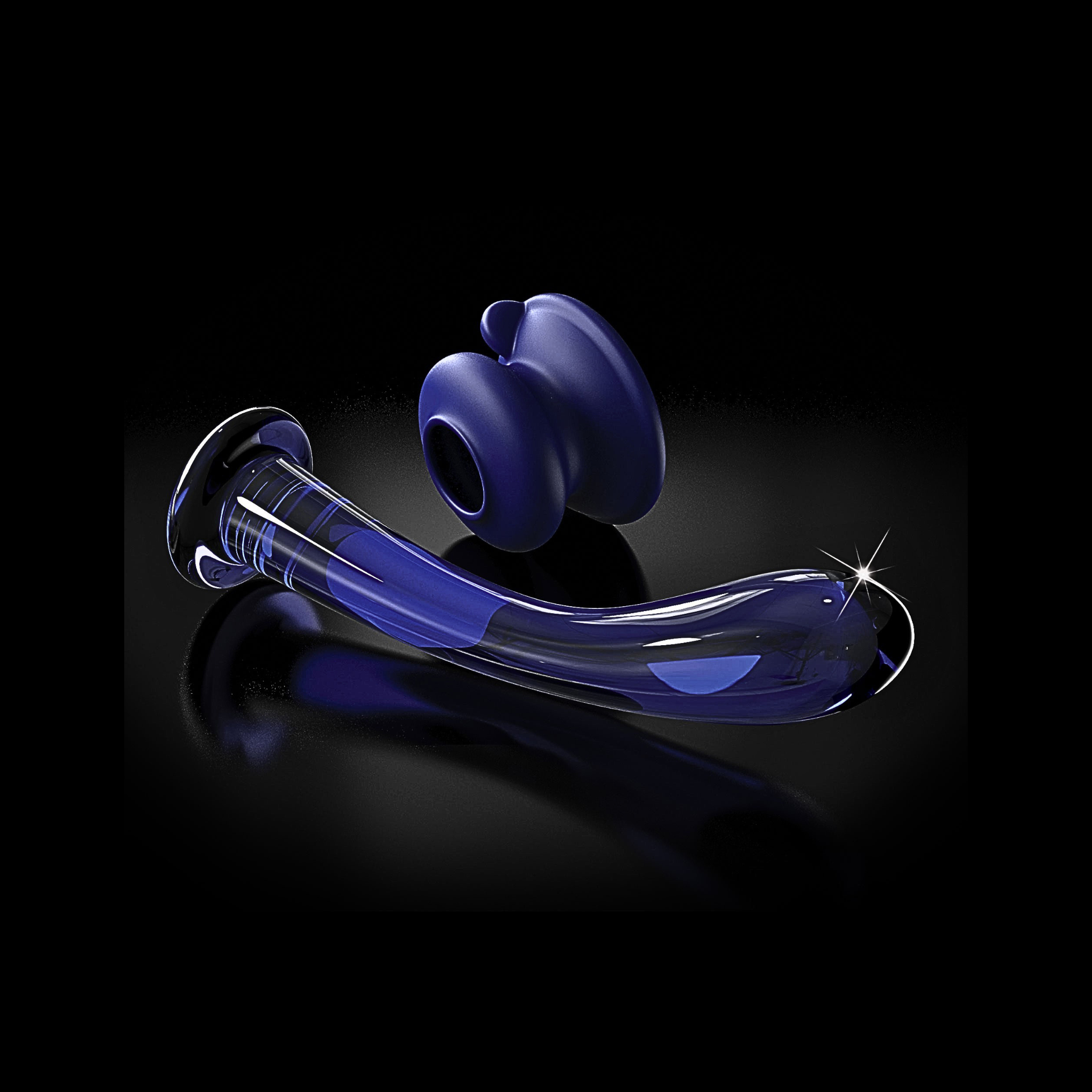 Hands-free glass wand for independent use resting horizontally beside its detached suction base.