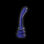 Harness-compatible glass wand hovering above its silicone mounting base for independent use.