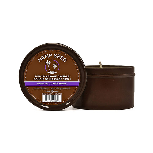 Hemp Seed 3-in-1 candle for warm massages and an uplifting scent profile of coconut, lime, and verbena.