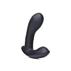 Inclusive prostate wellness massager in black silicone for targeted pelvic health.