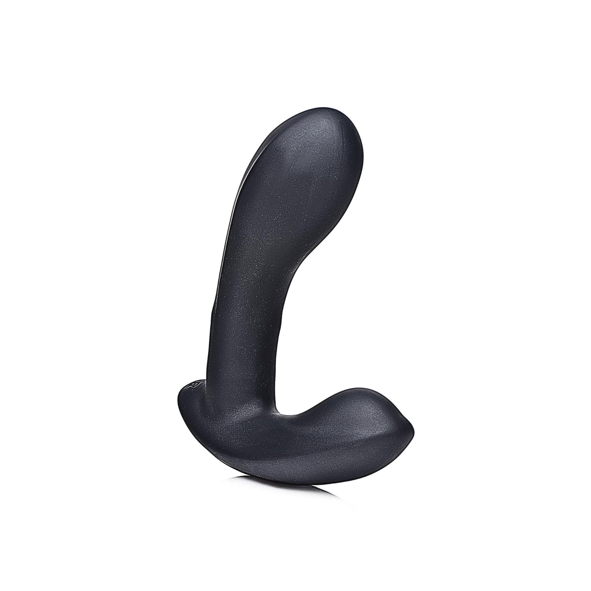 Inclusive prostate wellness massager in black silicone for targeted pelvic health.