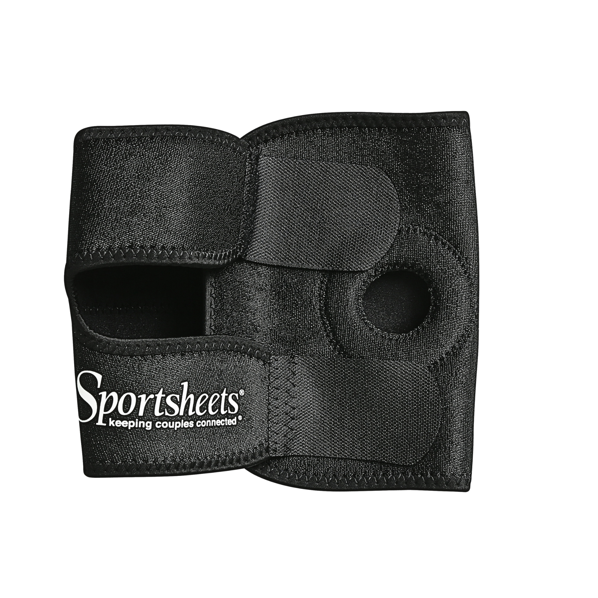 Inclusive thigh strap in black for gender-neutral intimate wellness for non-binary users.