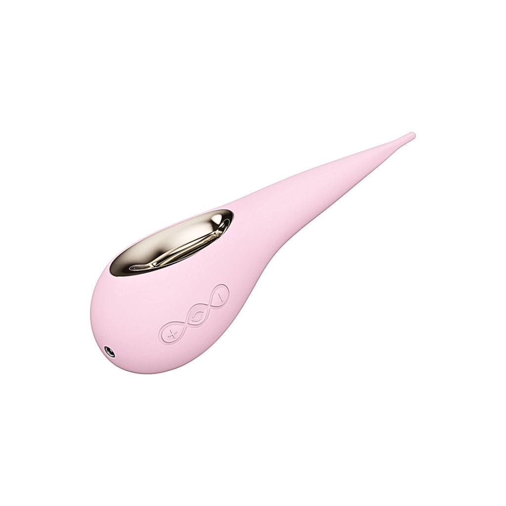 Lelo Dot in pink showing ergonomic base with ease of use control buttons and charging port.
