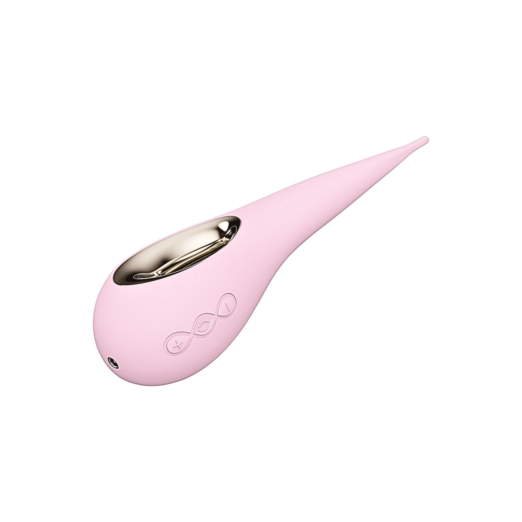 Lelo Dot in pink showing ergonomic base with ease of use control buttons and charging port.