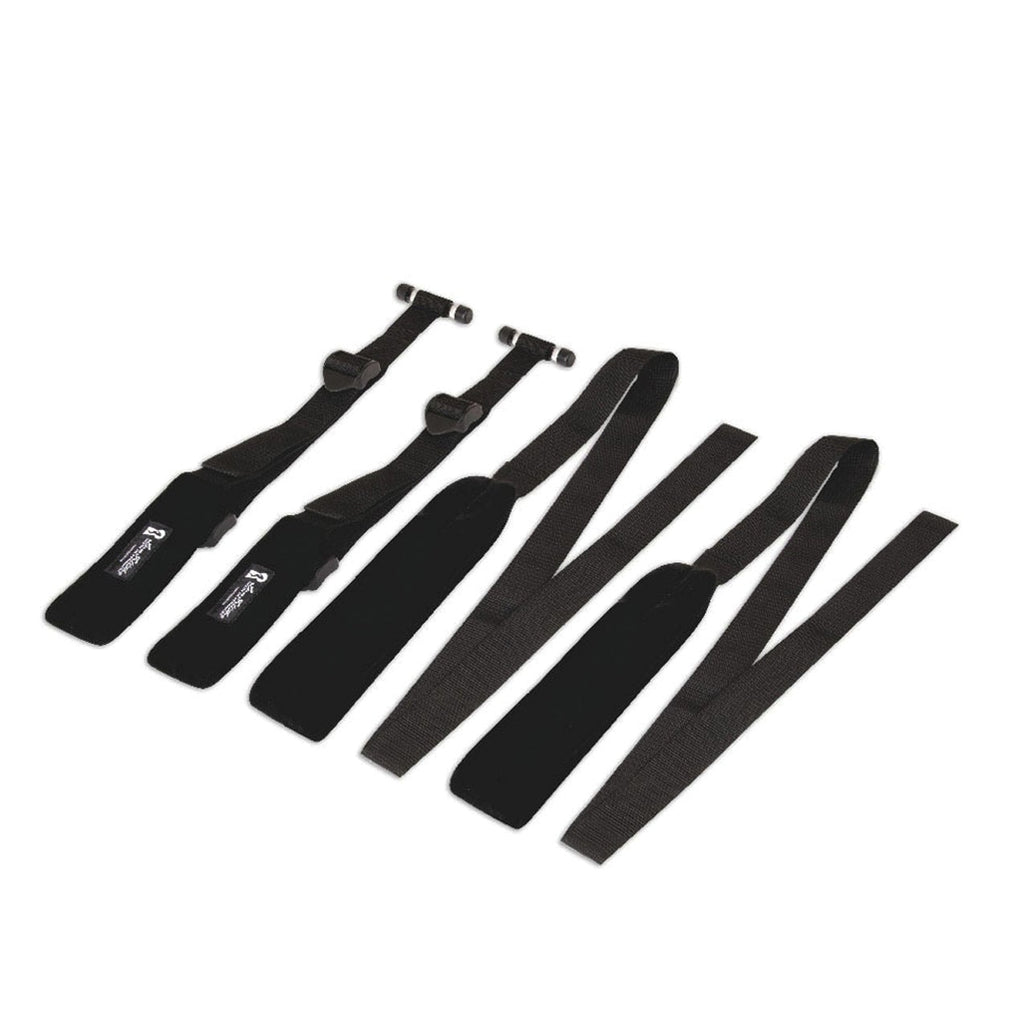 Lightweight adaptive tools for chronic fatigue featuring adjustable over-door suspension straps.