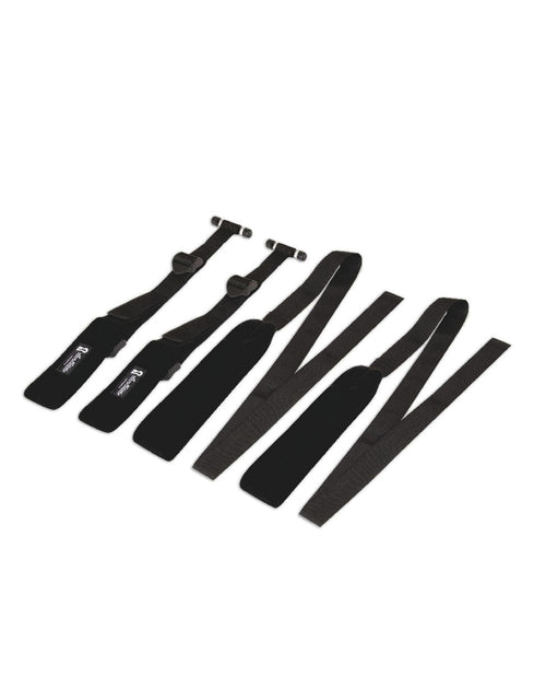 Lightweight adaptive tools for chronic fatigue featuring adjustable over-door suspension straps.