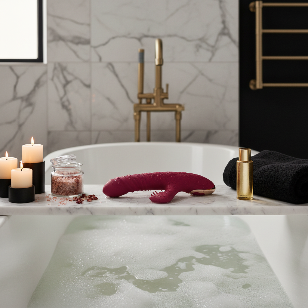 Luna Heated Thrusting Rabbit Vibrator in red - premium heated vibrator for couples included in luxury bundle