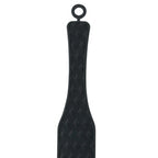 Matte black silicone sensory paddle with storage loop and ease of use handle.