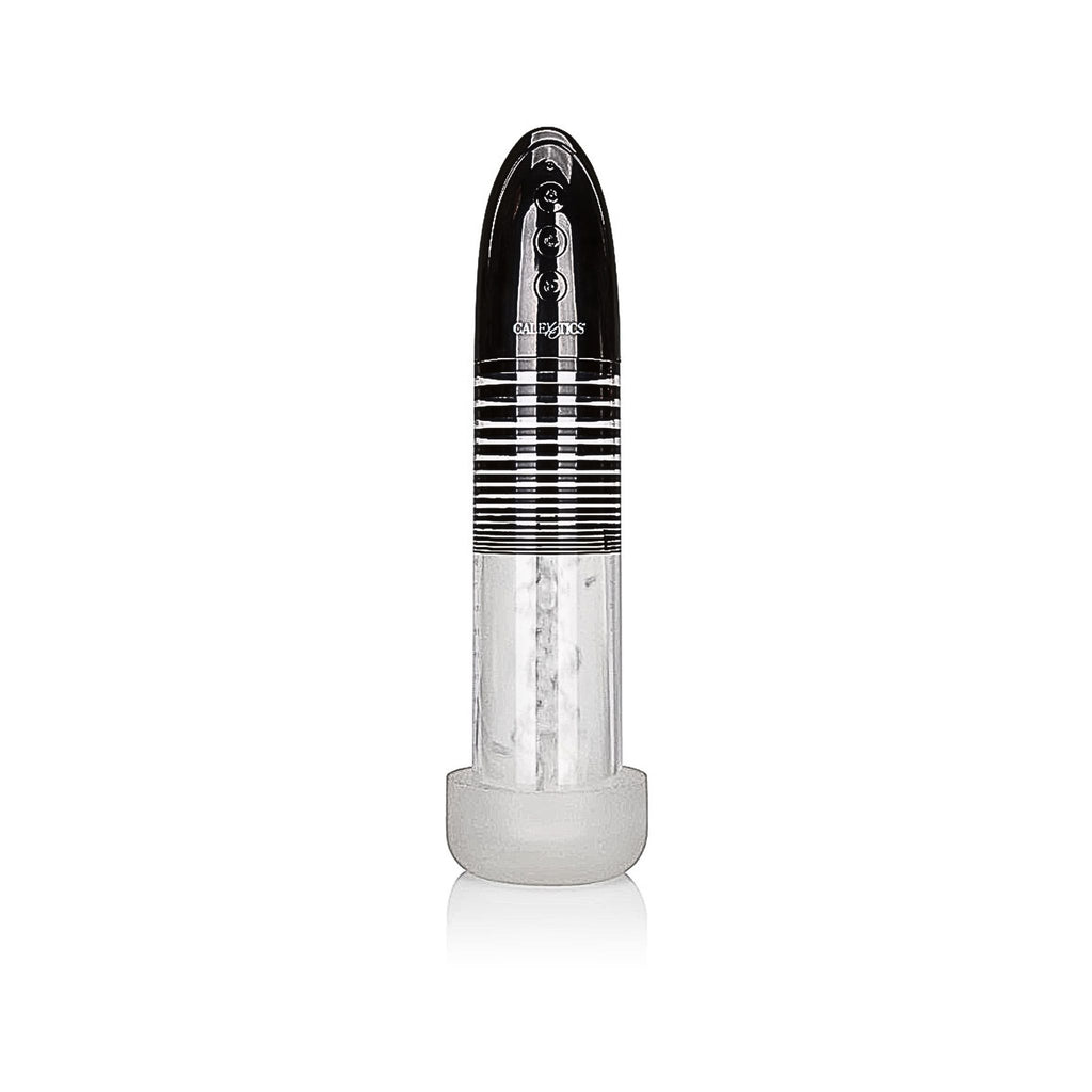 Motorized adaptive intimacy smart pump in clear and black for vascular expansion.
