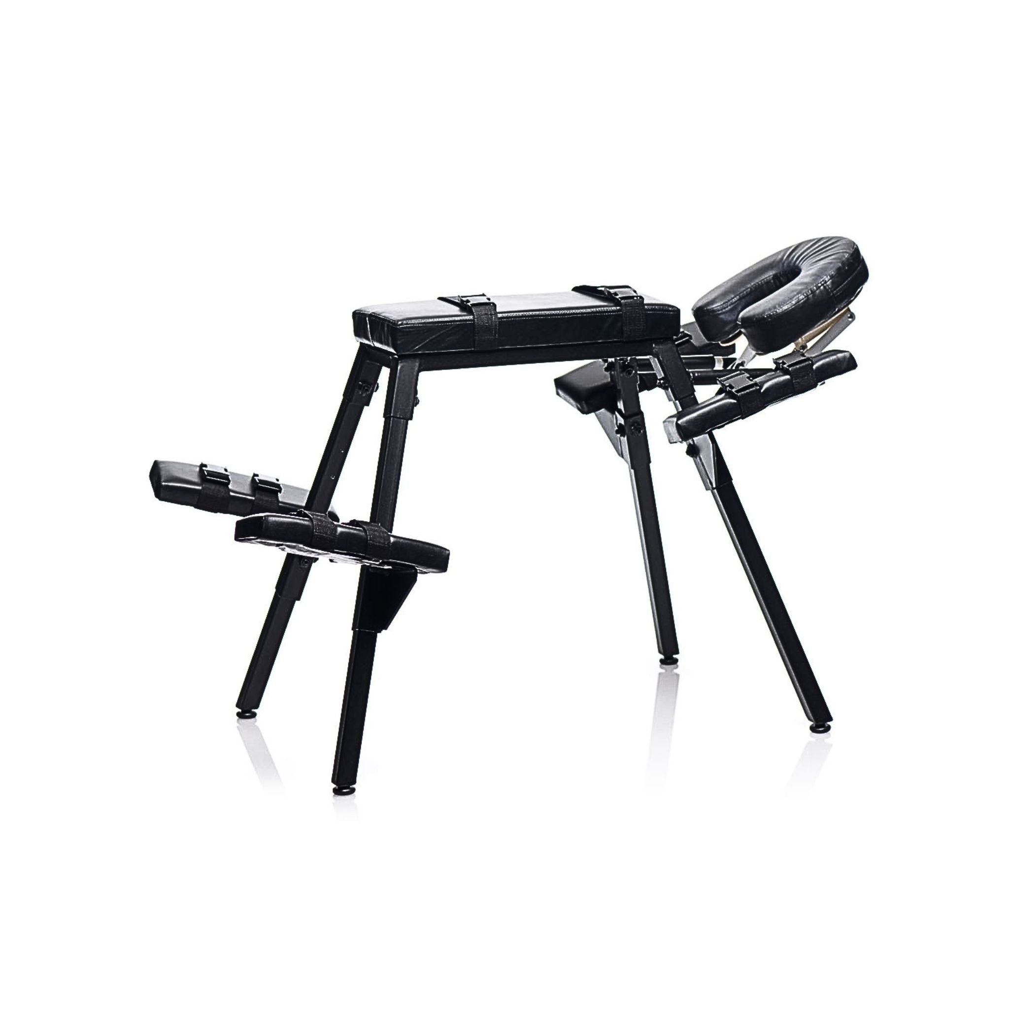 Side profile of somatic integration bench offering cervical spine support.