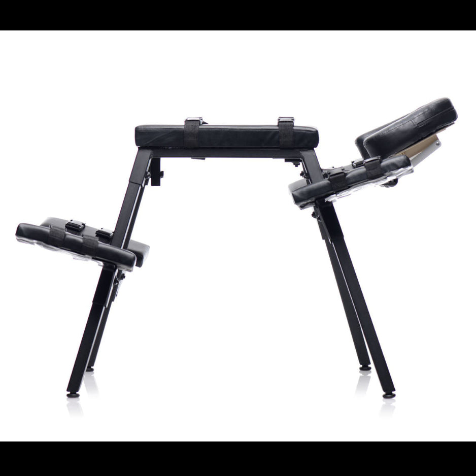 Side profile of somatic integration bench offering structural relief and joint support.