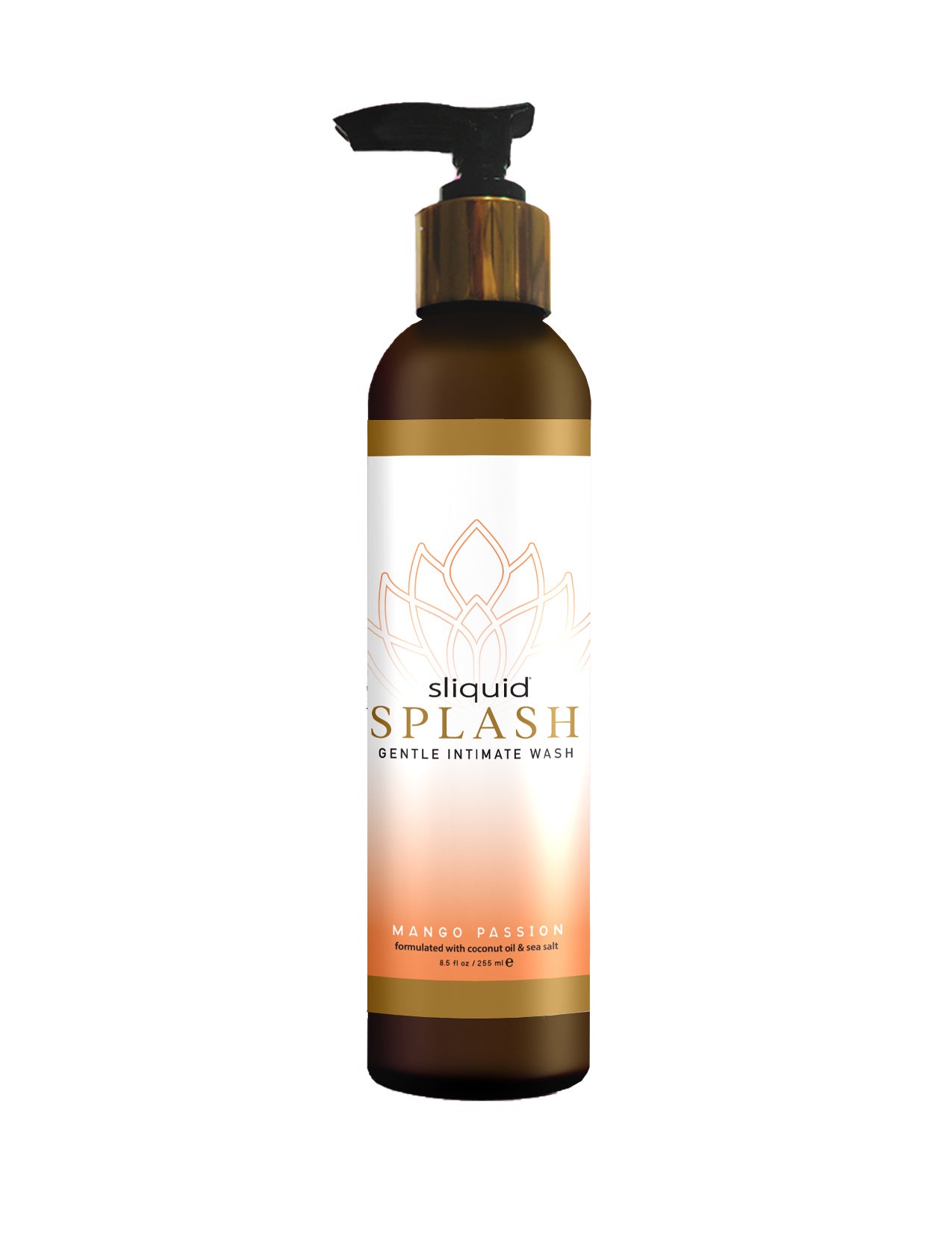 Sliquid Balance Splash Mango Passion pump bottle: Gentle intimate wash formulated with coconut oil, sea salt, and natural fruit extracts. 8.5 fl oz.