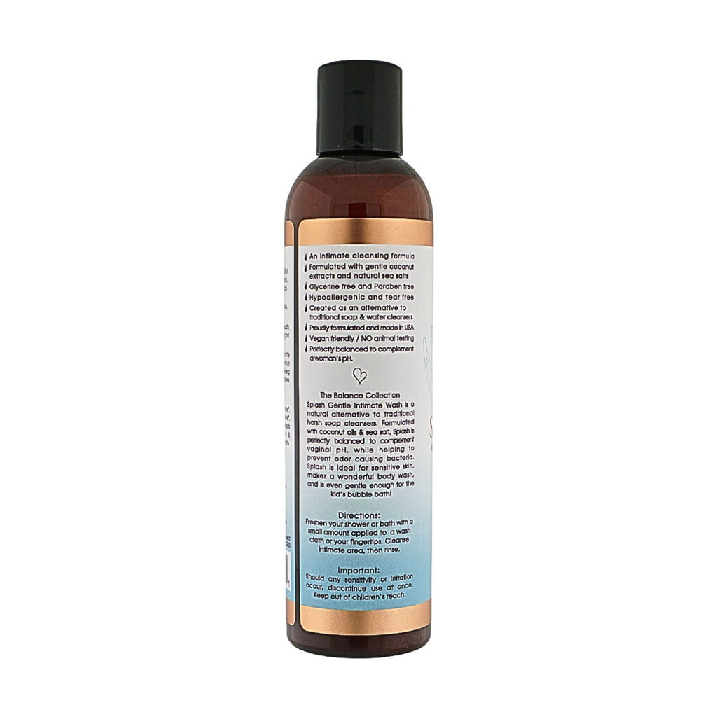 Sliquid Balance Splash for intimate and sensitive skin. Used as a wash to prevent odor and bacteria.