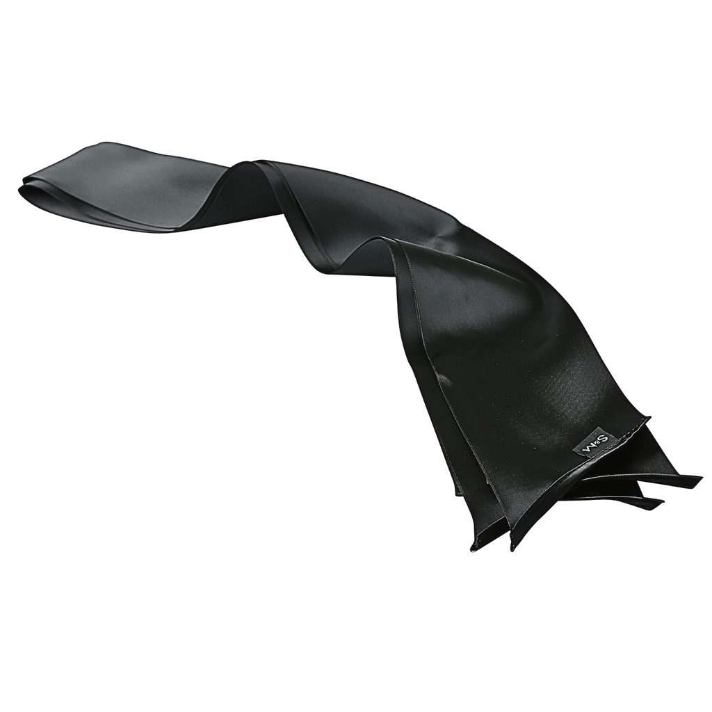 Thumb and wrist joint friendly, adaptive intimacy sashes in black silk.