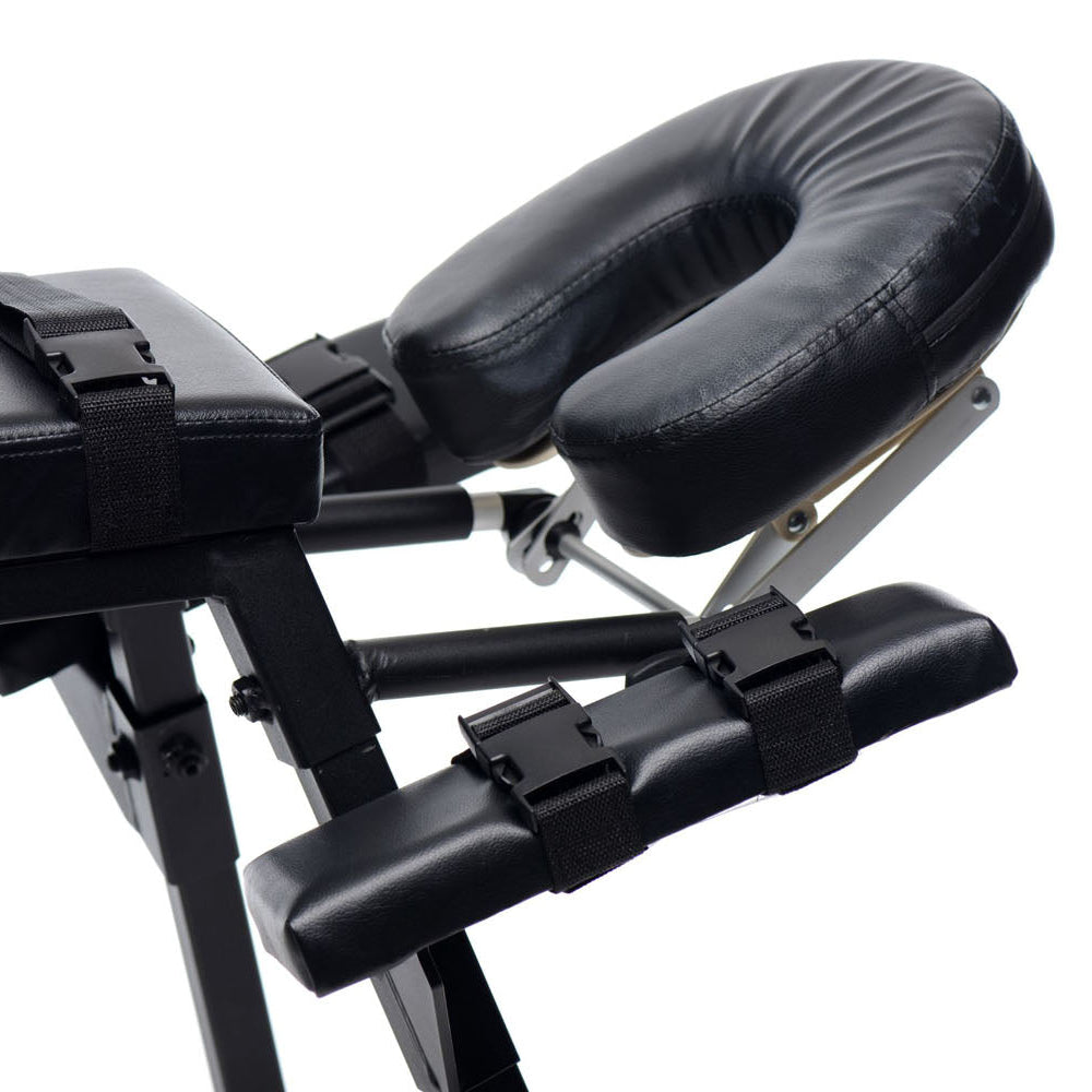 U-shaped headrest on somatic integration bench providing ergonomic wellness support.