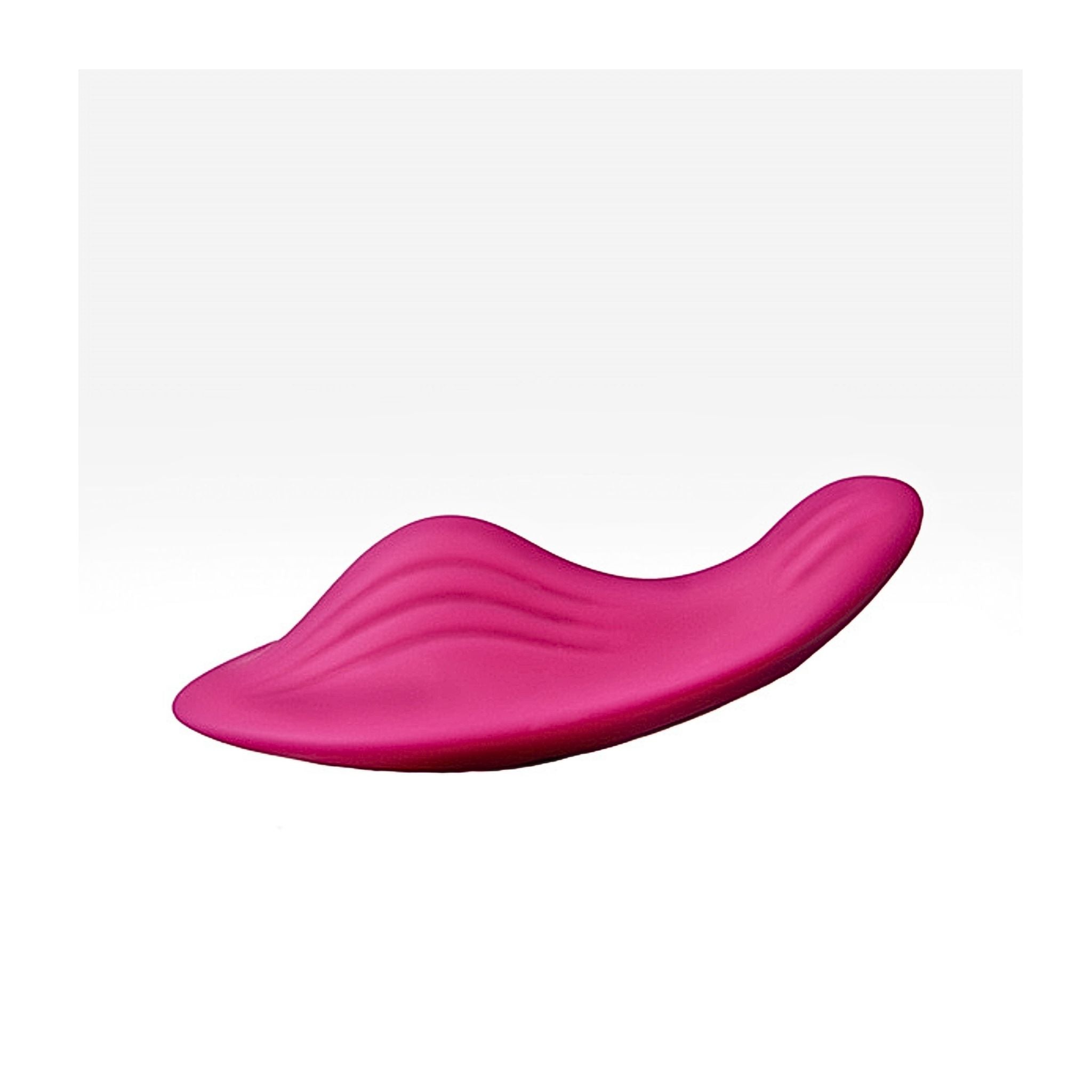 Wearable wellness device in soft pink shown in a wide profile for independent use.